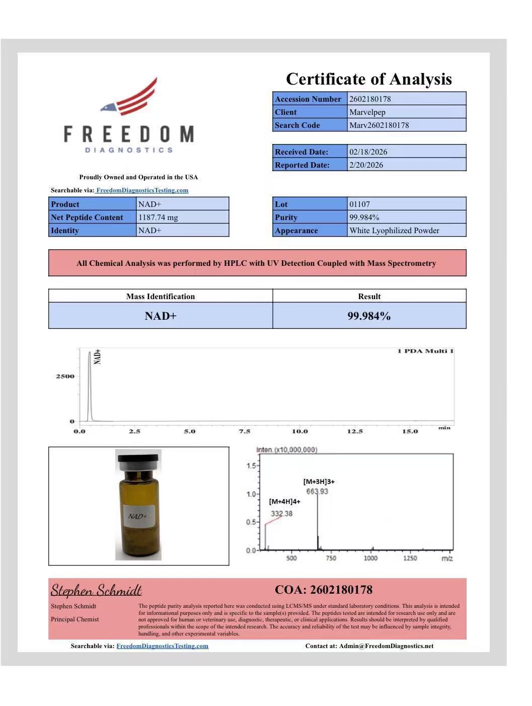 NAD+ sample COA 2602180178
